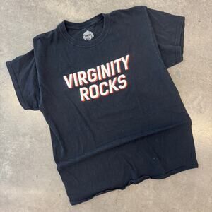 Vintage Y2K Danny Duncan Virginity Rocks Black Short Sleeve Graphic Tee Large